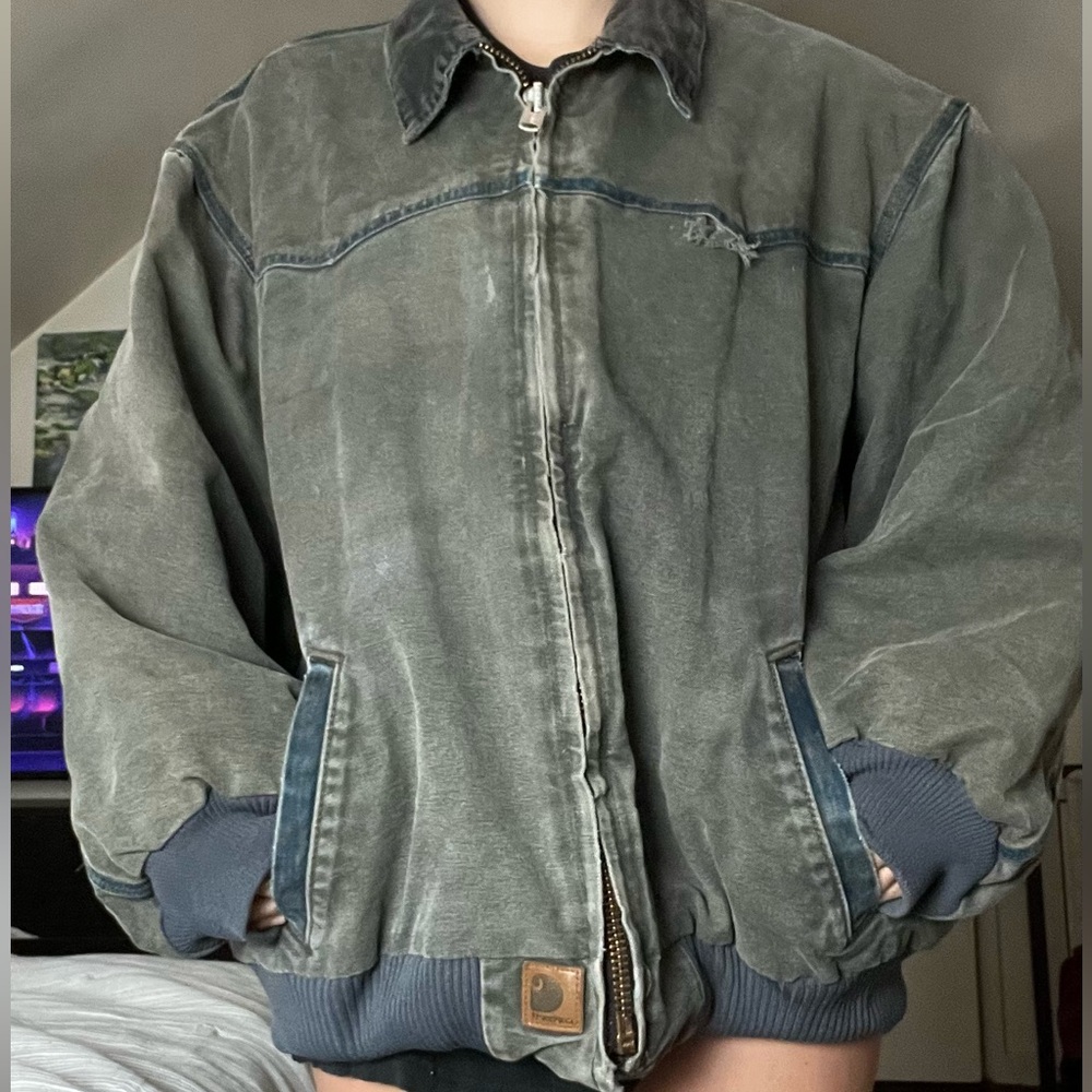 Carhartt Blue/ Navy Workwear Jacket Coat Womens Small/ Medium Collared